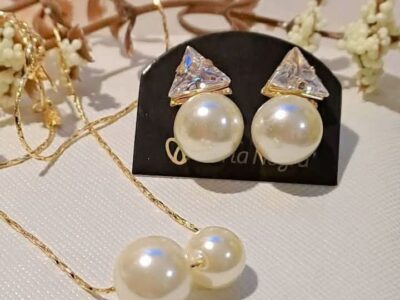 Gargantilla de perlas - Aros perlas con piedras