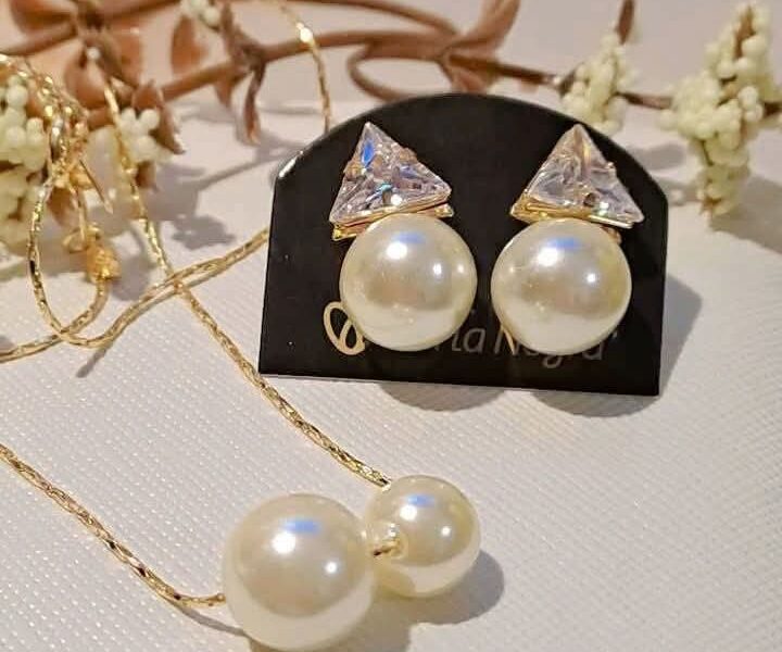 Gargantilla de perlas - Aros perlas con piedras