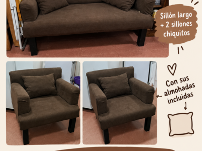 Juego de 3 sillones con sus almohadones